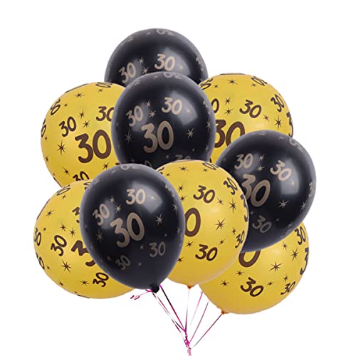 TOVINANNA 20 Stück 12 Geburtstag Luftballons Zahlenballons schwarzes Dekor 30 Geburtstagsballons Golddekor zahlen luftballon 30 Latexballons Nummer 30 Ballons Anzahl schmücken Dekorationen von TOVINANNA