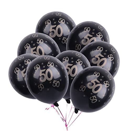 TOVINANNA 20 Stück 12 schwarze Zierleiste Geburtstag Gummiballons 50 Geburtstag Luftballons Zahlenballons zahlen luftballon Nummer 50 Ballons 50 Latexballons Anzahl Dekorationen von TOVINANNA