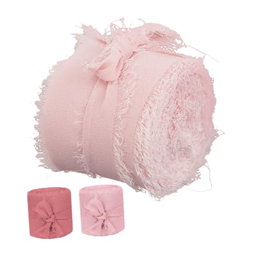 TOVINANNA 3 Rollen Chiffonband mit lockerem Rand geschenkverpackung geschenkband Schleifenband Breitrand Chiffon Seidenband Partydekoration Fransen-Chiffon-Seidenband Stoffband Satinband von TOVINANNA