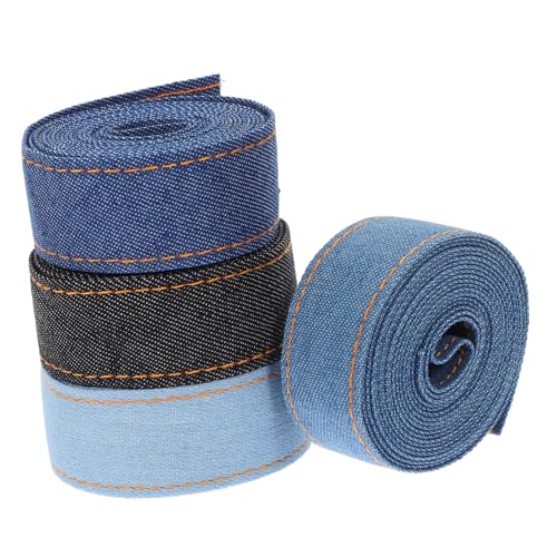 TOVINANNA 4 Rollen Denim-Gurtband Band nähen Blumensträuße Band Kleiderband Stoff kleidung DIY band Textilband DIY-Bänder nähen Jeansband Festivalband Banddekor dekoratives Verpackungsband von TOVINANNA