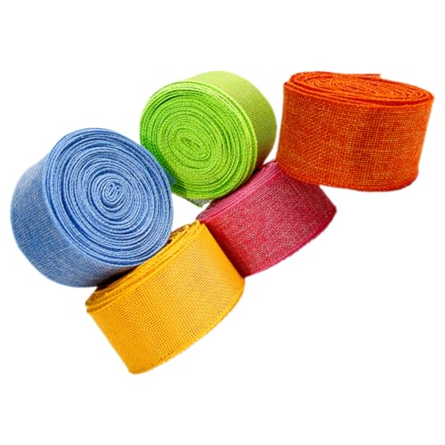 TOVINANNA 5 Rollen Osterband seidenband ribbon hochzeitsdeco geschenkband ostern Transparentes Band Dekorationen schwarzes Band Satinband Packband vorhanden Partyverpackungsband Polyester von TOVINANNA