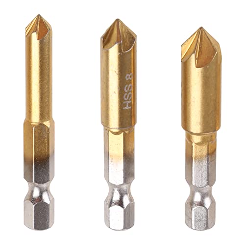 Countersink Drill Bit Set 3 PCs 1/4 Shank HSS 5 Flöte Countersink 90 Grad Center Tool Sets Für Holz Schnell von TOWARDSNAN