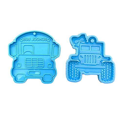 Glänzend Glänzend Cartoon Car School Bus Ornament Silikon Epoxidharz Schimmel Schlüsselbund Anhänger Für Jubiläumsgeschenk von TOWARDSNAN