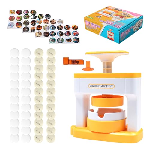 Button Maker Badge Machine 2.16Zoll, DIY Button Maker Abzeichen Macher Maschine DIY Button Press Machine mit 24 Muster und 24 Abzeichenteile für die Herstellung von Abzeichen, Geschenken von TOWEBOORY