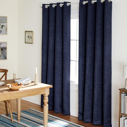 Exclusive Home Curtains Vorhänge aus Satinstoff mit Oxford-Textur, Thermisch, mit Ösenöffnungen Oben, für Fenster, abdunkelnd, Polyester, Navy, 52x84 Exclusive Home Curtains Vorhänge aus Satinstoff mit Oxford-Textur, Thermisch, mit Ösenöffnungen Oben, für Fenster, abdunkelnd, Polyester, Navy, 52x84 von TOWN & COUNTRY EVERYDAY