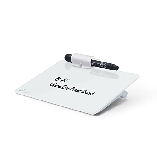 TOWON Glas Mini Whiteboard Staffelei Pad Set, Mini Whiteboard A5, Schreibtisch Whiteboard Bürozubehör, Kleines Whiteboard mit Stift, Weiß von TOWON