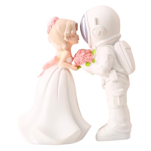 1 Paar Ornamente Tischdeko Fürs Wohnzimmer Dienstmädchen Skulpturen Figur Paar Desktop-ornament Hochzeitsmittelstücke Für Tische Frauen Desktop-paar-statue Bräutigam Harz Weiß TOYANDONA von TOYANDONA