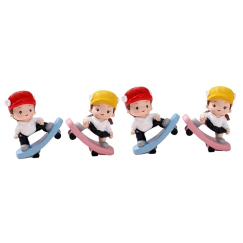 4 Stück Autohandwerk kinder deko schreibtisch dekoration Hausdekoration cupcake deko torten deko Kuchendekoration kleine Mädchenfigur Cupcake-Topper mit Jungenfigur Harz TOYANDONA von TOYANDONA