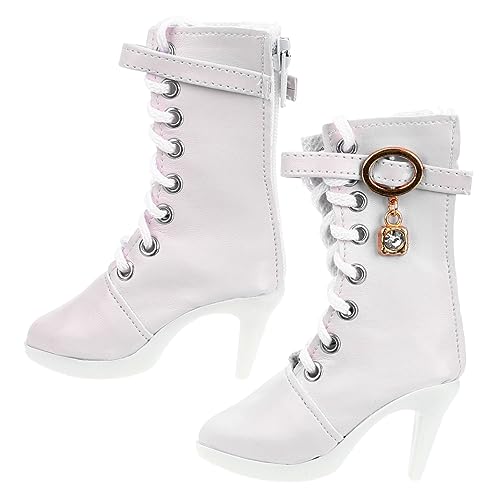 TOYANDONA 1 Paar Puppe High Heels Miniatur gabys dollhouae Puppe winzige Schuhe High Heels für Puppe puppenkleidung Puppen Kleidung Schuhe für Puppe Stiefel für Puppe Baumwollseil Weiß von TOYANDONA