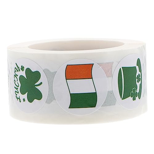 TOYANDONA 1 Rolle St. Patricks Day Verpackungsaufkleber Runder Siegelaufkleber Selbstklebender Aufkleber St. Patricks Siegeletikett Kleeblatt-Aufkleber DIY-Label-Aufkleber Papier von TOYANDONA