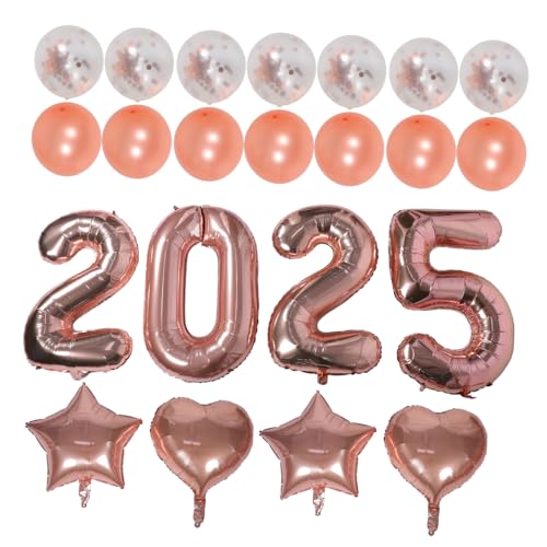 TOYANDONA 1 Satz 2025 Pailletten-ballon-set Silvester Party Gunst Dekorativer Luftballon Partyzubehör Ballon Für Das Neue Jahr Feiertagsballondekoration Party-requisiten Latex Rose Gold von TOYANDONA