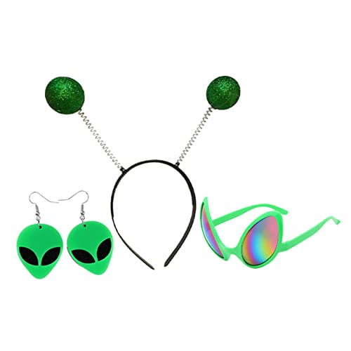 TOYANDONA 1 Satz Alien-Stirnband Halloween Brille Piraten-Augenklappen für Kette Rave Party-Dekorationsset Party-Kopfbedeckungsset Stirnbänder Cosplay-Party-Accessoires Plastik Green von TOYANDONA