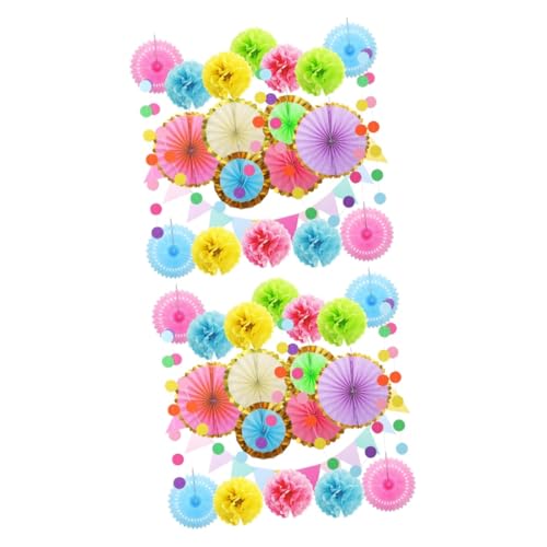 TOYANDONA 1 Satz Blumenball-papierfächerpaket Platte Pompom-dekorationen Aus Stoff Partydekorationen Fetzige Partydekoration Filzgirlande Pastellfarbene Partydeko Pastellpapier Glitzerpapier von TOYANDONA