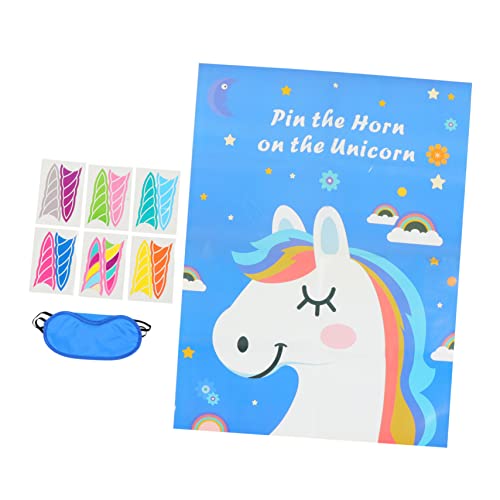 TOYANDONA 1 Satz Einhorn-Paste-Tour Partyspiel für Kinder pin The Horn druckbar Kinder bastelset basteln für Kinder Einhorn-Spiele für Kinderpartys kreatives Einhorn-Partyspiel Stoff Blue von TOYANDONA