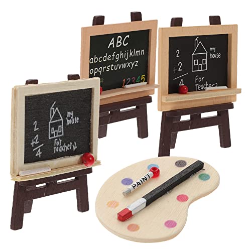 TOYANDONA 1 Satz Kleines Tafelmodell Kindertisch Puppenaugen Dekoration Staffelei Zierleisten Holz Kreidetafel Für Puppentafel Mini- Zeichenbrett Desktop-schreibtafel Hölzern von TOYANDONA