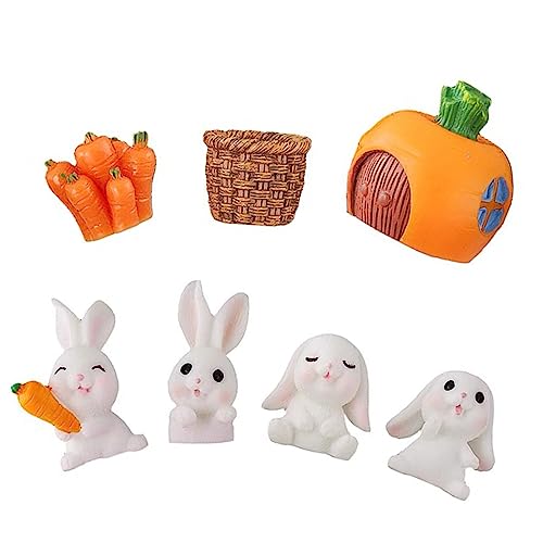 TOYANDONA 1 Satz Kuchendekoration Dekorieren Figur chinesische tierkreistierskulptur cute decor easter decoration Kaninchen-Miniaturauto Mini-Hasendekorationen aus Kunststoff PVC von TOYANDONA