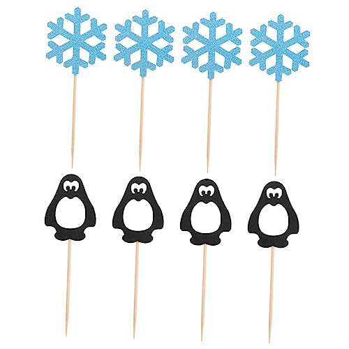 TOYANDONA Bezauberndes Pinguin-kuchenaufsatz-set mit Schneeflocke 24-teilig Kuchenspieße Lebensmittelecht für Muffins und Brote von TOYANDONA