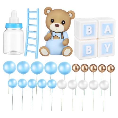 TOYANDONA Tortenaufsätze Zum Ersten Geburtstag für Jungen Babyparty-dekorationen 1 Set Tortenaufsätze mit Bärenmotiv Kuchendekorationen von TOYANDONA