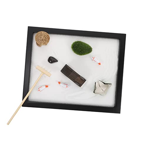 TOYANDONA 1 Satz Zen-Sandtisch tablett Sandtischkunst Herzstück Tischdekoration Japanisches Schreibtisch Dekoration Home Decor Zen-Sandbox-Modell Meditationsschmuck MDF Black von TOYANDONA