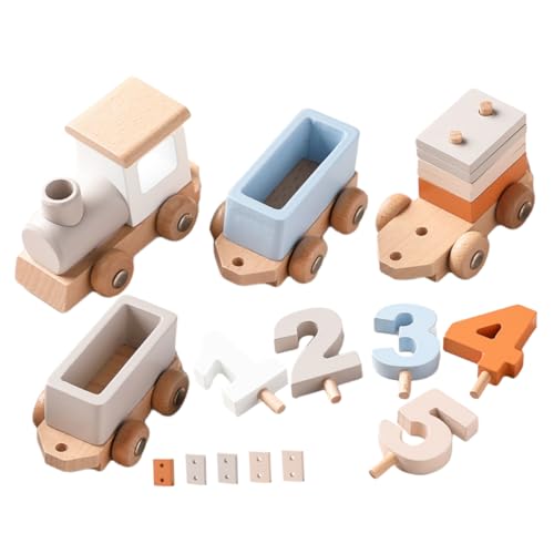 TOYANDONA 1 Satz Zug holzspielzeug für wheinatsgeschenke train Kognitives mit Zahlen für Anzahl kognitiver Spielzeuge hölzern Light Brown von TOYANDONA