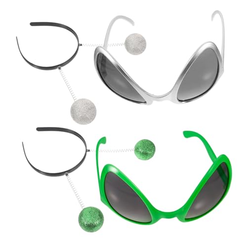 TOYANDONA 1 Set Alien Stirnband Stirnbänder Kleidung Grüne Sonnenbrille Sonnenbrille Antenne Sonnenbrille Outfit Alien Cosplay Stirnband Alien Linse Brille Erwachsenen von TOYANDONA