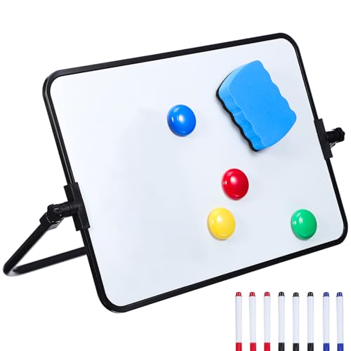 TOYANDONA 1 Set Kleine Staffelei Für Den Schreibtisch Weiß Abwischbar Mit Magnetischem Whiteboard Trockenständer Tafelseitiger Nachrichten Radierer Memo Doppelt von TOYANDONA