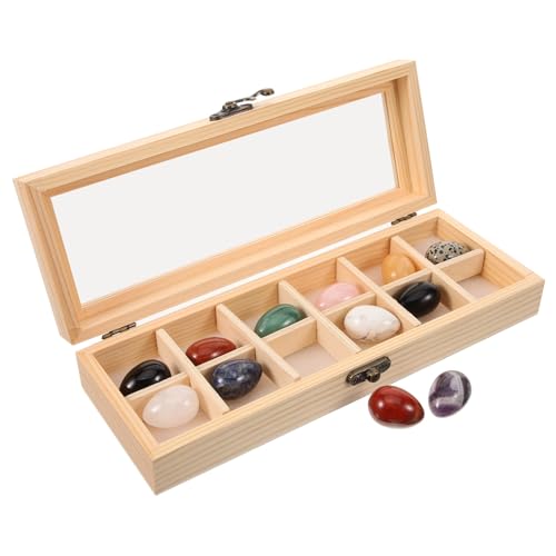 TOYANDONA Elegante Ostern Decor 12 Poliert Achat Eier Kristall Handwerk Natürliche Stein Set Holz Box Hause von TOYANDONA