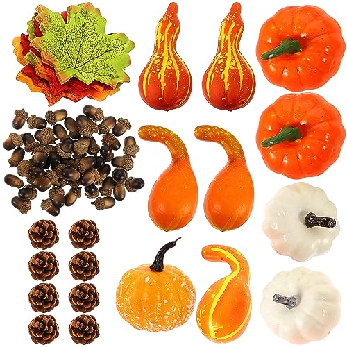 TOYANDONA 1 Set Künstliche Schaumstoffe, Kürbisse, Künstliche Herbst-ahornblätter, Eicheln, Tannenzapfen Für Halloween, Thanksgiving, Herbst von TOYANDONA