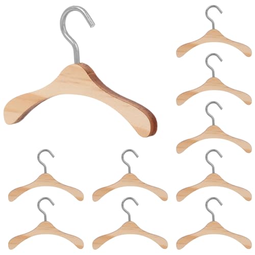 TOYANDONA 10 Pcs Puppe Kleidung Kleiderbügel Miniatur Holz Kleiderbügel Für Baby Puppen Für Puppe Display von TOYANDONA