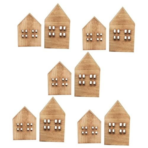 TOYANDONA 10 STK Holzhandwerk Desktop- Kleines Dekoriertes Häuser Für Weihnachtsfeiern Mini-häuser Mini-hausdekoration Simuliertes Tischhaus Festival-Szene-dekor Hölzern Brown von TOYANDONA