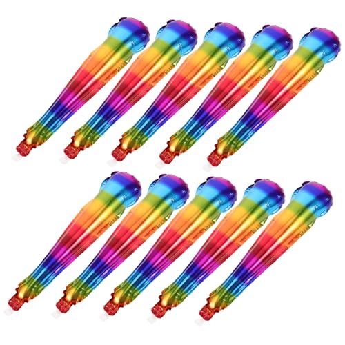 TOYANDONA 10 Stk Regenbogen-Ballonstab Cheer Sticks Cheer-Stick cheerleading zubehör Donnerstangen Party- zum Aufmuntern Aufblasbare Ballonstäbe bunte Folienballons Aluminiumfolie von TOYANDONA