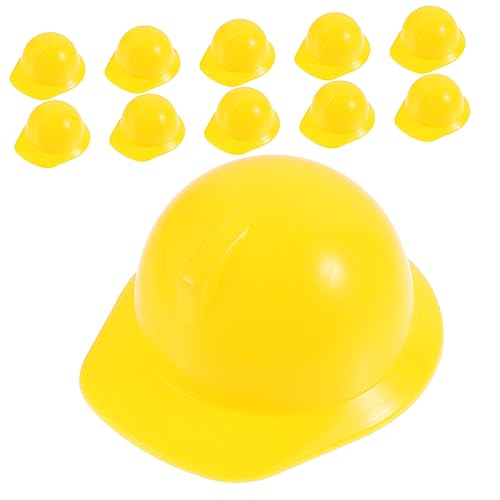 TOYANDONA 10 Stück Gelbe Abs Schutzhelme Mini Bauschutzhelme Haustierhelm Puppenhut Dekor von TOYANDONA