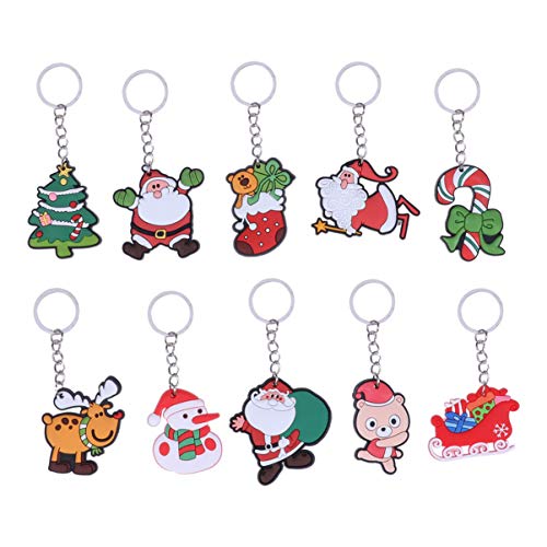 TOYANDONA 10 Stück Weihnachts-Schlüsselanhänger Weihnachtsmann-Schlüsselanhänger Hängender Anhänger Cartoon-Schlüsselanhänger Weihnachtsbaumschmuck Mit Schlüsselringen Für Taschen von TOYANDONA