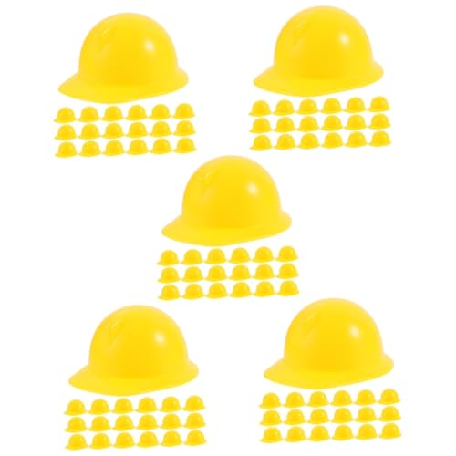 TOYANDONA 100 Stk Spielzeughelm Puppen-Schutzhelm Miniaturpuppen-Bauhut Schutzhelme Bauhut für Minipuppen doll accessories Puppenkleidung Puppenhüte Puppenbaumütze Puppenhut Abs Yellow von TOYANDONA