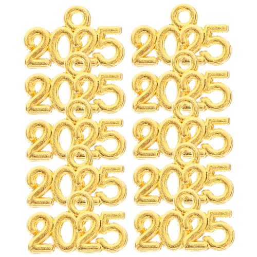 TOYANDONA 100 Stück 2025 Anhänger Schmuck Für Damen Armband Charms Bulk Strass Charms Felicity Gold Charm Halskette Neue 2025 Jahr Anhänger Schlüsselanhänger Armbänder Gold Charms von TOYANDONA