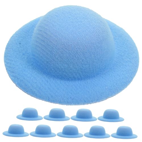 TOYANDONA 10St Mini-Strohhut Puppenhauszubehör Puppenhüte Puppe Bastelmütze süße Puppenkleidungsaccessoires Mini-Weihnachtsmützen Mini-Haushut-Foto-Requisiten kleine hüte dekor Flanell Blue von TOYANDONA