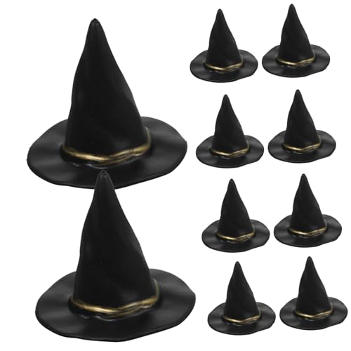 TOYANDONA 10St Miniatur-Puppenhut halloween dekoration halloween decoration Hexenhut Sammlerstück toys for Puppenhüte hängende Hexenhüte Hexenhut Hut winzige Dekore Plastik Black von TOYANDONA