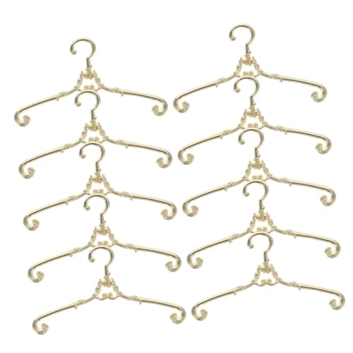 TOYANDONA 10St Puppenaufhänger Babypuppenkleidung Kleiderbügel Puppenständer Puppenschrank kleiderständer kinderbügel winzige Hausaufhänger Mini-Aufhänger-Ornamente Legierung Golden von TOYANDONA