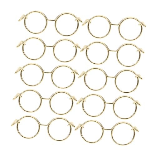 TOYANDONA 10St Puppenzubehör puppentasche Puppen Kleidung Miniaturbrillen Puppenkleidung Dollhouse Accessories Puppenbrille schwarz dekorative Glasdekore Minibrille für Puppen Metall Golden von TOYANDONA