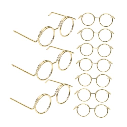 TOYANDONA 10St Puppenzubehör puppentasche Puppen Kleidung für puppenkleidung Sammlerstück Dollhouse Brillen Minipuppenbrille Puppenbrille schwarz Brillen zum Anziehen der Puppe Metall Golden von TOYANDONA