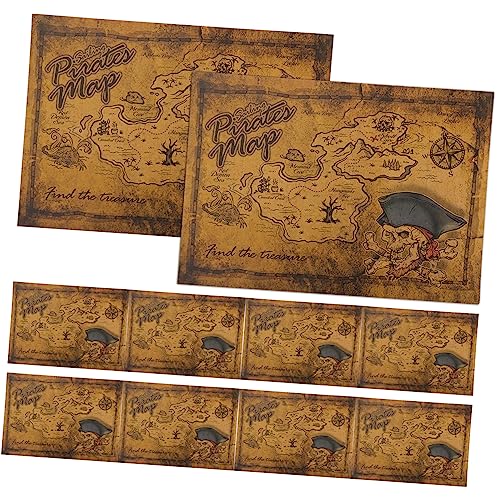 TOYANDONA 10St Schatzkarte spaß the adventures Jahrgang ziernieten decor Piraten-Partyteller Spiel Piratenkostüm für Füllstoffe Karte der Schatzsuche Karte zur Schatzsuche Papier von TOYANDONA