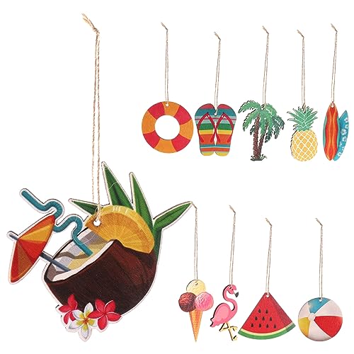 TOYANDONA 10St hawaiianische hängende dekore Hawaii Party Dekoration sommerdeko nautisch Dekorationen für Dschungel-Themenpartys Decke Etiketten Luau hawaiianische Partyzubehör Holz hängend von TOYANDONA