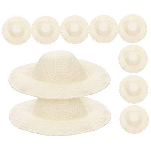 TOYANDONA 10st Mini-Hut Mini-Sachen Puppenstuben-strohhüte Mini-webhut-puppenkopfbedeckung Mini-strohhüte Strohhut Mini-puppenhüte Mini-Cowgirl-Hut Kleine Hüte Mini-Sombrero Beige Stoff von TOYANDONA