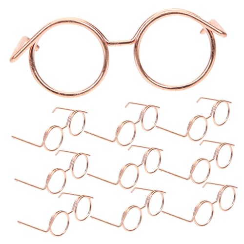 TOYANDONA 10st Puppenbrille Minibrille Für Puppen Spielzeugbrillen Für Puppen Miniatur-Sonnenbrille Für Puppen Gläser Hundebrillengestell Zubehör Für Babypuppen Rave-Brille Metall Rose Gold von TOYANDONA