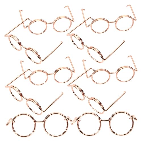 TOYANDONA 10st Puppenbrille Rave-Brille Sonnenbrillen Für Damen Zubehör Für Babypuppen Spielzeugbrillen Für Puppen Gläser Miniatur-Sonnenbrille Für Puppen Sonnenbrille Masse Metall Rose Gold von TOYANDONA