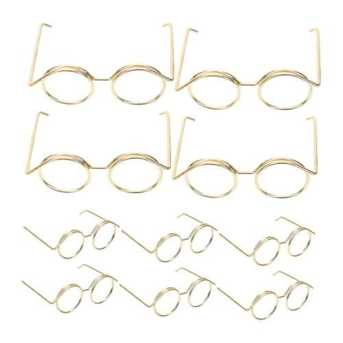 TOYANDONA 10st Puppenzubehör Miniatur-puppenbrille Dekorative Glasdekore Minibrille Für Puppen Mini-gläser Zum Basteln Brillenrequisiten Zum Anziehen Mini-Brille Puppenbrillen Golden Metall von TOYANDONA