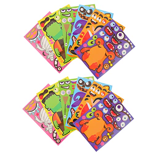 TOYANDONA 12 Blätter Aufkleber Halloween-Horror-Dekor Belohnungen für die Kinderschule Halloween-Wandtattoos Halloween Sticker Halloween Pumpkin Stickers Kinder rätsel Papier von TOYANDONA