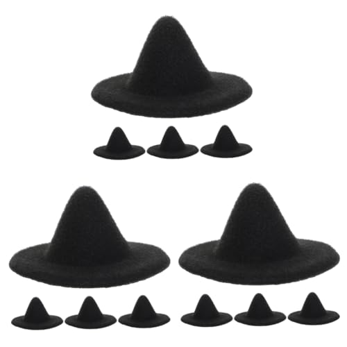 TOYANDONA 12 STK Mini-zaubererhut Mini-hüte Kleine Hüte Zum Basteln Gastgeschenke Puppenzubehör Minihüte Zum Basteln Kleiner Hexenhut Mini-puppenhüte Hexenhut Selber Machen Black Eva von TOYANDONA