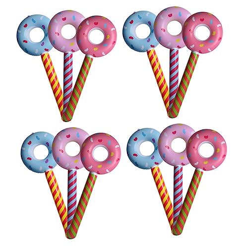 TOYANDONA 12 Stk Aufblasbares Donut- Party Aufblasbarer Ballon Aufblasbares Aufblasbare Krachmacher Aufblasbarer Hammerstock Aufblasbarer Lutscherballon Kuchen -topper Pvc von TOYANDONA