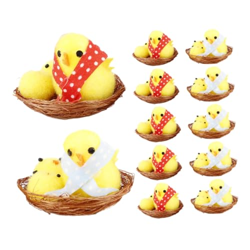 TOYANDONA 12St Osterküken kleine Küken Mini-Osterschmuck Hühnerfigur flauschige Mini-Küken Ostern Miniaturfiguren cute decor easter ostergeschenk für Küken Dekore simuliertes Küken Plastik von TOYANDONA